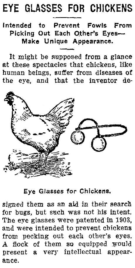 An advertisement for chicken glasses in an American newspaper in 1911.